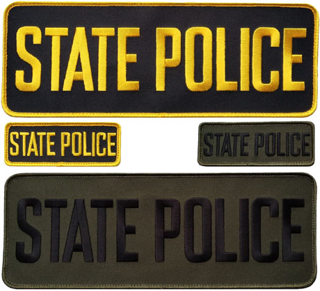 ILLINOIS STATE TROOPER POLICE EMB PATCH 6X11&3X6 HOOK ON BACK BLK/yellow 